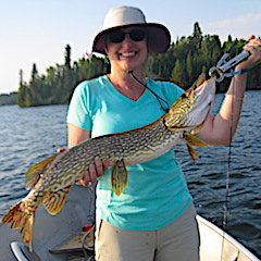 Great BIG Northern Pike Fishing by Lindy for her 1st Time in Canada